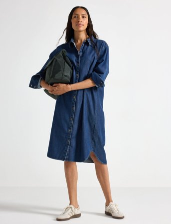 Lindex Midi Shirt Dress - Blue - M
