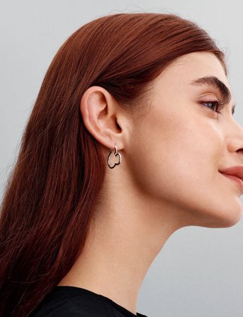 Pandora Disney Mickey Silhouette Sterling Silver Hoop Earrings - Silver - ONE SIZE