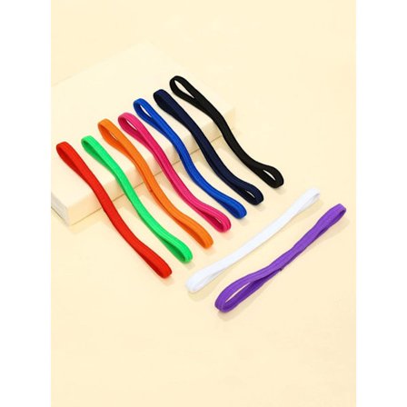 9-pack Färgade hårband i nylon med stretch