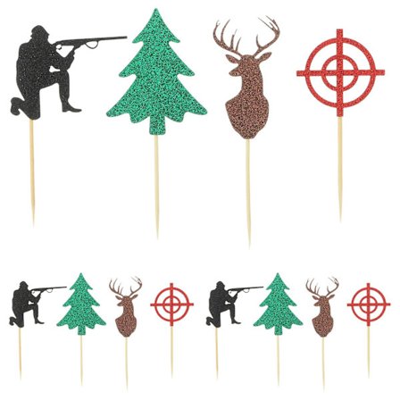 12 stk Bursdagskakepynt Jakttema Cupcake Topper BursdagskaketopperBY