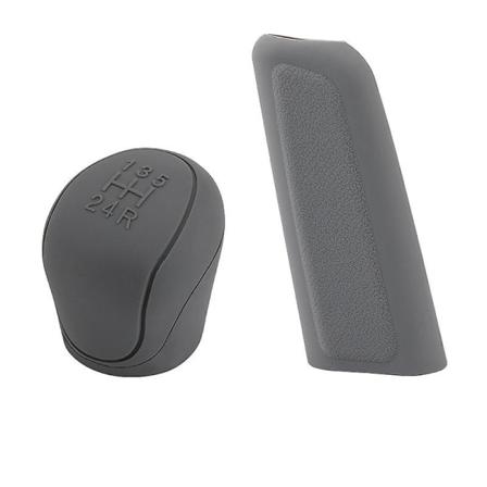 2st/ set Bil Auto Manuell Silikonväxling Växelhuvud Cover Handbroms Handbromsskydd Case Hudskydd Bil Styling - Växlingskragar gray