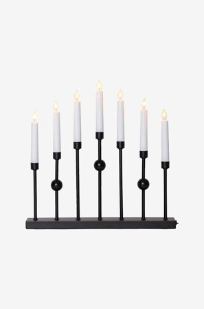 Star Trading - Lysestage Gustavo 7L - Sort - Adventslysestager - Fra Homeroom