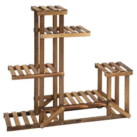 Rootz blomsterstativ - plantestativ - 6 etagers fire etagers blomsterstativ - Blomstertrapper - Blomsterstige - Massivt træ - 98 x 28 x 96,5 cm