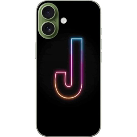 Kompatibelt Mobildeksel til Apple Apple iPhone 17 Minimalistisk neonbokstav J i fargeskiftende lys mot svart bakgrunn