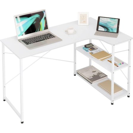 Rootz L-formet hjørneskrivebord - Kontorbord - Spillebord - Ekspansivt arbejdsområde - Rigelig opbevaring - Holdbar konstruktion - 120 cm x 71,5 cm x