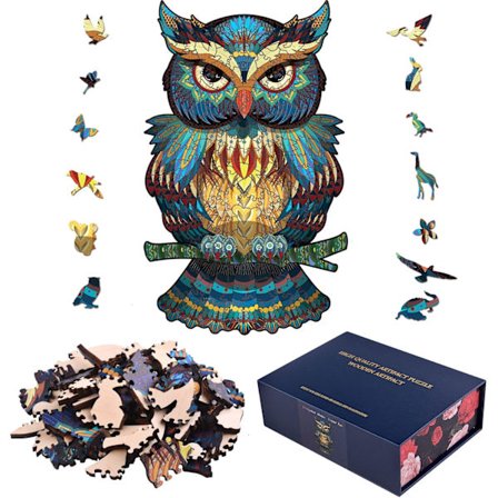 3D fargerik uglepuslespill for barn Unike dyreforme puslespillbrikker Dyr Treetrepuslespill for familiespill Spillsamling Beste gave, 200 kort