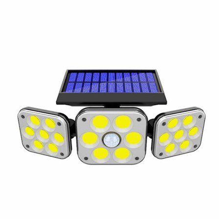 Solcelle væglampe, LED/COB Tre Hoveder Kan Roteres, Vandafvisende Bevægelsessensor