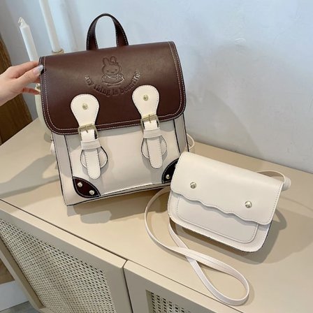 Stilig Håndveske for Tenåringsjenter Skolesekk Pu Lær Svart Myk Rygg Dame Sommer Skulderveske Vintage Høy Skolesekk Satchel~09671