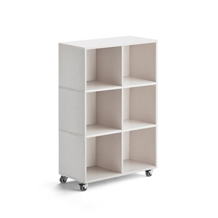Lagereinheit RICO, mit Rollen, 6 Fächer, B 800 mm, weiß