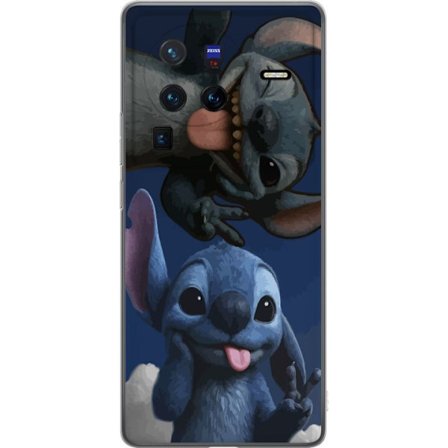 vivo X80 Pro Gjennomsiktig deksel Stitch to figurer poserer glad blå tegneseriefigur med humor, perfekt for fans av søt kawaii og lekne illustrasjon