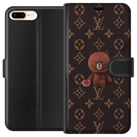 Kompatibelt Plånboksfodral till Apple Apple iPhone 7 Plus Söt Björn Estetik på Lyxigt Monogrammönster