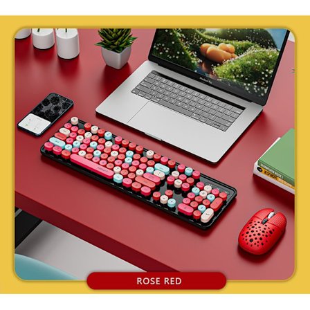 Retro Punk Gaming Tangentbord 2.4G Trådlöst USB Gaming Tangentbord och Mus Set