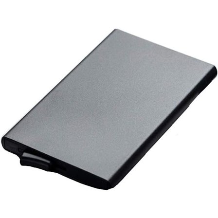 Kreditkortholder med RFID-blokering, Pop-up metal kortholder minimalistisk herre kortholder slank metal kortetui til 5 kort [Sort]