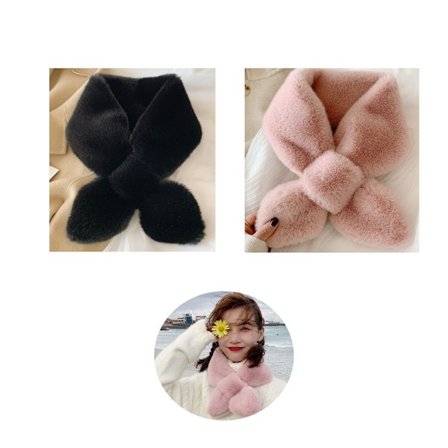 2 stk. Høst og vinter, ensfarget, varm kunstig oterpels skjerf