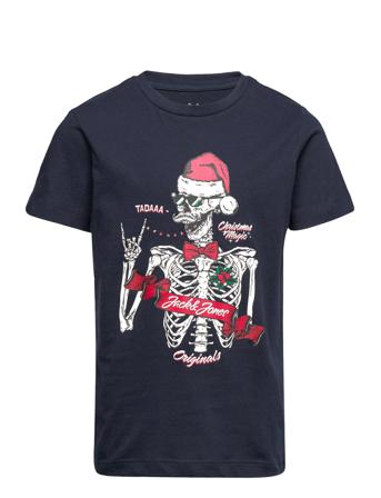 Jorclaus Tee Ss Crew Neck Xmas Jnr T-shirt Navy Jack & J S