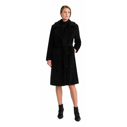 Twinset Belted Coats Sort, Dame Uldfrakker