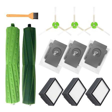 Reservedelersett for iRobot Roomba i3 i7 i7+ E5 E6 I E-serie støvsugertilbehør, 1 sett med rullebørster og 3 filtre og 3 børster
