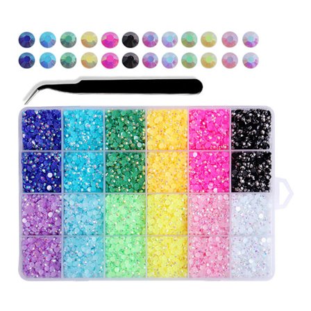 Resin Glitter 3D Rhinestones AB Flat Back Skinnende Steiner Neglekunst Dekorasjon Blandet Pakke Negleperler Krystall Strass Tilbehør