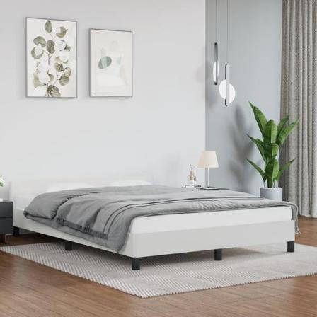 Vidaxl Sängram Med Huvudgavel Vit 140x190 Cm Konstläder Vit