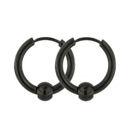 1Par10 mm Hoops örhängen i Svart pläterad 316L stål med kula