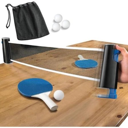 Bordtennisset med justerbart nät, passar alla bord