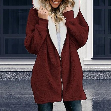 Kvinnors Öppna Fram Hooded Långärmad Fleece Cardigans Mode Lös Dragkedja Ytterkläder