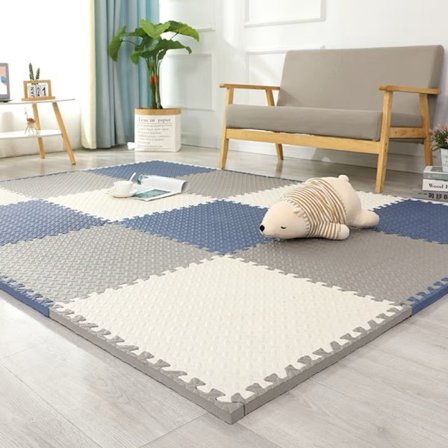 Skumlekmatta - Mjukt Eva-pusselmatta för barn, Interlocking Kids Play Mat Golvmatta Skum, 16-pack. 30*30*1.0 (16 delar) vit grå grön