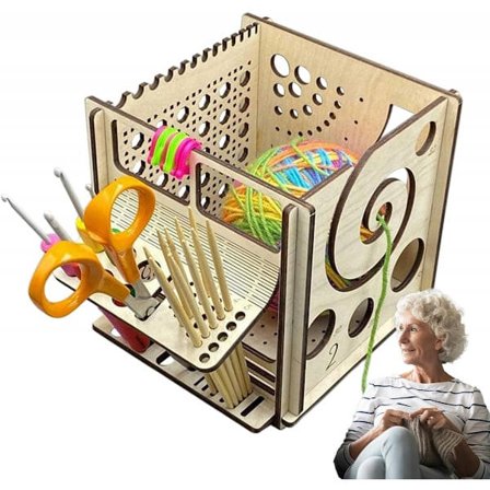 Virkgarnsskål, Trä Garndispenser Skål och Virkhållare, K/NT/