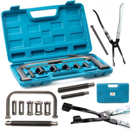 Ventilfjærverktøy 16-30Mm med Tang – Presisjonsverktøy for Topplokk | 5 Innsatser | for Mekanikere