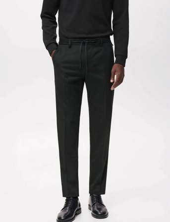 Mango Slim-Fit Thermolite Flannel Trousers - Black - 56