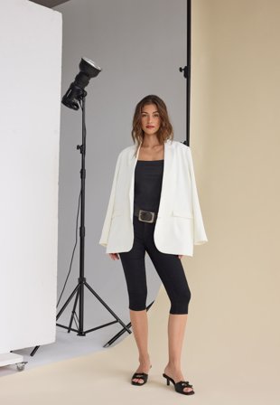 Bubbleroom Occasion - Oversized Blazer - White - Kläder