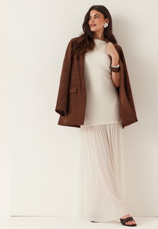 Bubbleroom - Combined Maxi Dress - Cream - Kläder