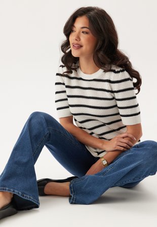 VILA - Vidalo O-neck S/S STRIPE KNIT - Kläder - - Bubbleroom