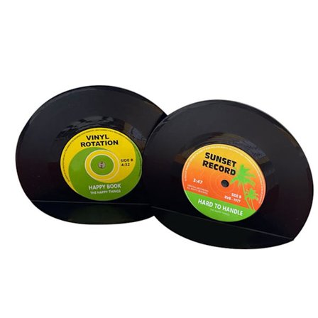 2 stk. Vintage Vinyl Plate Bokstøtter Avrundet Kant Bokstøtter for Studenter