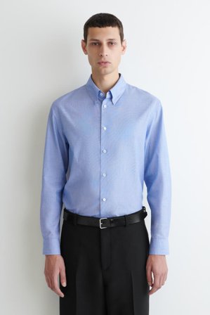 COS Homme Chemise Classique En Coton in Bleu