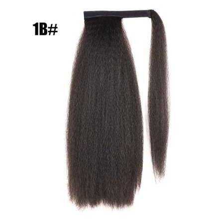 Afro Kinky Rak Lång hästsvans Syntetisk omlott Magic Paste Clip Extension Hår Naturligt svart hästsvanshår 22 tum