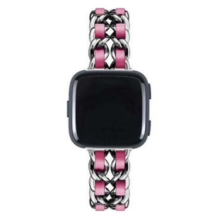 Fitbit Versa 3 hybridi tyylikäs kellonauha - Hopea / Ruusu Pink