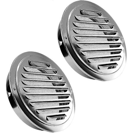 Ventilasjonsdeler i rustfritt stål Ekstra Lamellgrilldeksel Ventildeksel Flat Kanalventil Veggluftuttak Med Fluenett, Luftventil Deksel Rund (sølv) (2