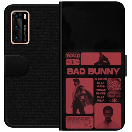 Kompatibel Tegnebogsetui til Huawei P40 Bad Bunny NFL-inspireret skjoldlogo med amerikansk fodbold og stjerner