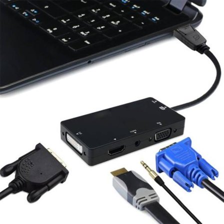 4 i 1 DisplayPort DP till VGA DVI HDMI Audio USB Adapter Konverterare