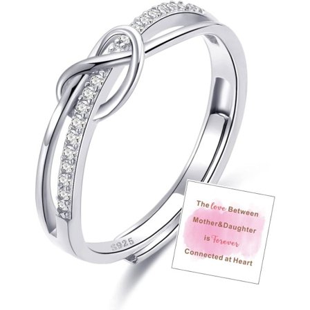 Sterling Silver Forever Linked Ring för Mors dag-gåvor