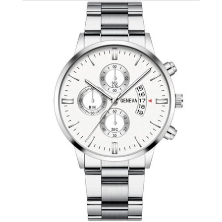 Herre klokke med stor urskive, kvarts og dato - ulike farger