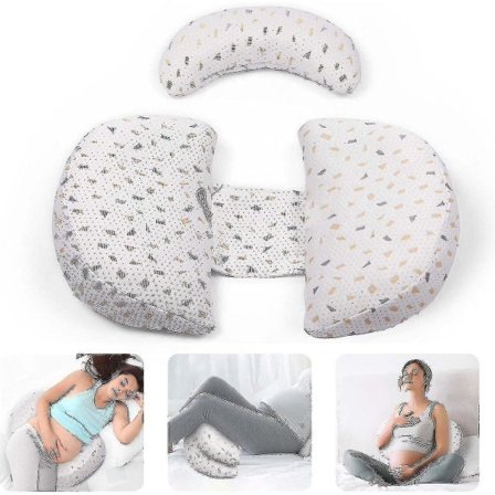 Graviditetspude, Graviditetspude med trin, med justerbar, aftagelig, vaskbar pude, mavestøttepude