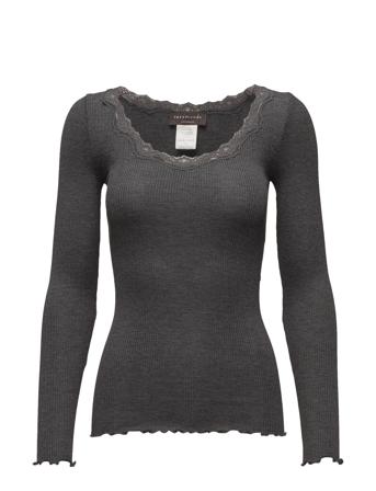 Silk T-Shirt W/ Lace Rosemunde Grey