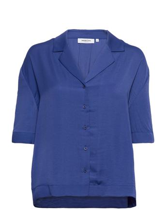 Adonia Polysilk 2/4 Shirt Lyhythihainen Paita Sininen MOSS COPENHAGEN