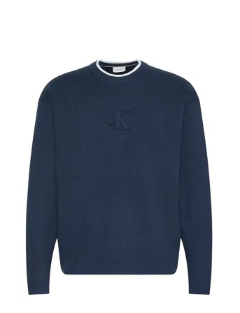 Ls Embossed Logo Crewnk Sweater Navy Calvin Klein Jeans