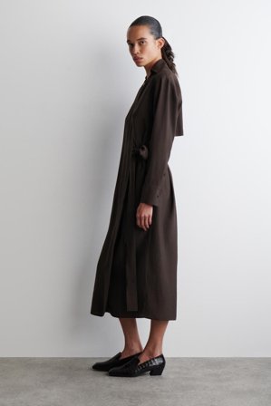 COS Women's Vestido Midi Cruzado De Modal in Marrón