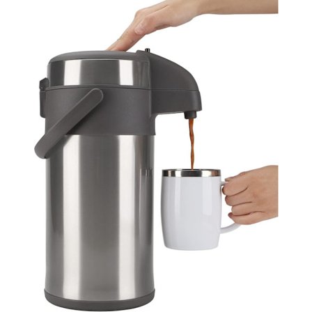 Kaffe termos - 4L Isolerte pumpe-action termos - Rustfritt stål vakuum termisk drikke dispenser BPA fri kaffekanne