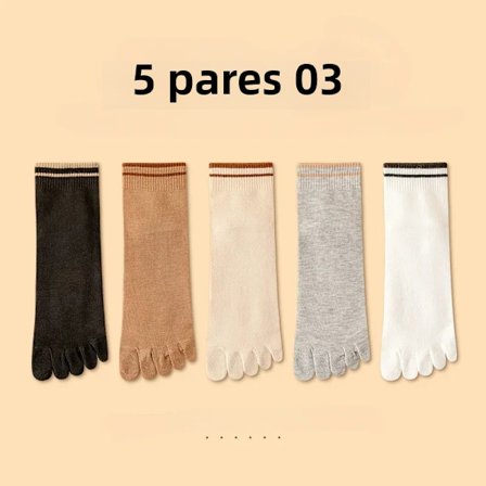 5 par 03-dame tåsokker, 5 par, bomulds sportsstrømper med adskilte tæer, halv tube til yoga og pilates
