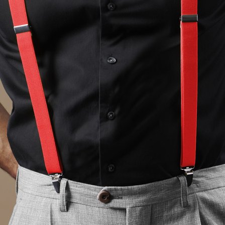 Red Slim Clip-On Suspenders for Men - Clip-on braces & suspenders